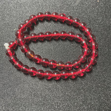 6mm Czech Pressed Glass Trans Ruby Red Round Beads, approx., 50 beads/strand