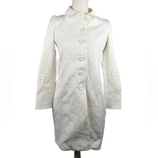 Red Valentino Cream Embossed 3D Geo Print Button Down Long Sleeve Jacket Size M