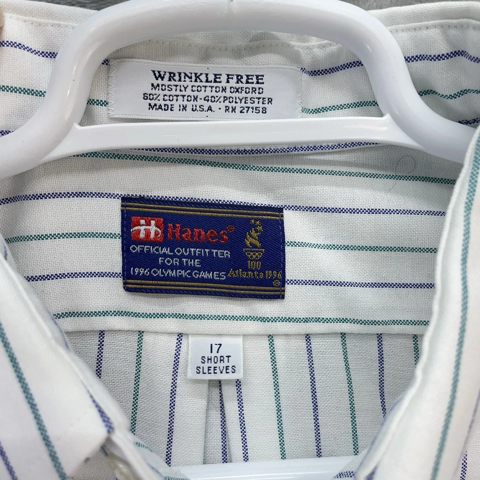 Camisa Hanes Vintage Hombres 17 1996 Juegos Olímpicos de Atlanta Manga Corta Rayas XL Deportes Foto 4 de 4