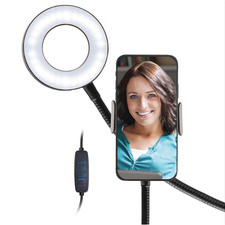 Ring Light with Phone Holder Selfie Gooseneck Desk Clip Streaming TikTok Remote