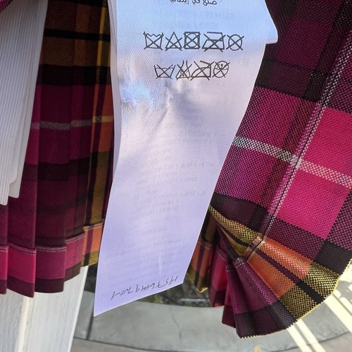 Gucci Embroidered Staffordshire Dog Tartan Wool Pink Yellow Skirt Size 5 - Picture 14 of 21