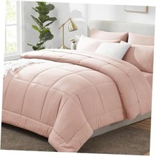 Size Comforter Sets 7 Pieces Bed in a Bag, Pink Comforter Full Blush Pink