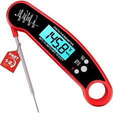 Digital Meat Thermometer 1-2 Sec Instant Read Waterproof BBQ Grill Kitchen Red