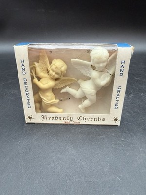 Vintage Hand Crafted Heavenly Cherubs Plastic Wall Art Decor Box Hong Kong