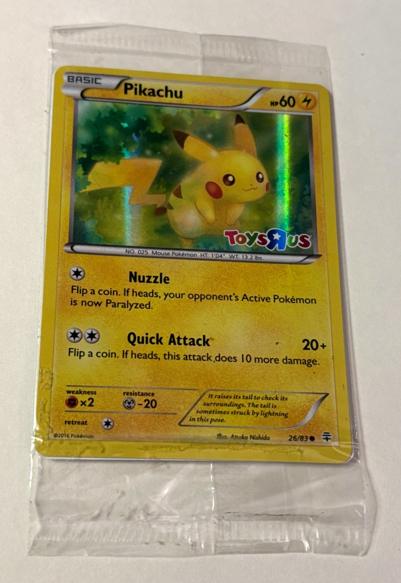 Pikachu - Toys R Us Promo Pokemon Card 26/83 Holo SEALED! MINT 2016