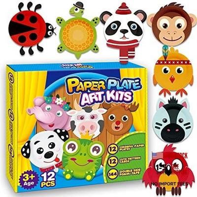  Arts and Crafts Kits for Kids, 12 Pack Simple Paper Plate Crafts for Animal
