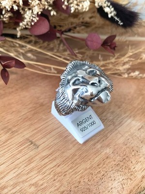 Bague Chevalière En Argent Massif 925, 10g, Décor Lion Et Pierre D'agate Verte - Neuve Avec étiquettes