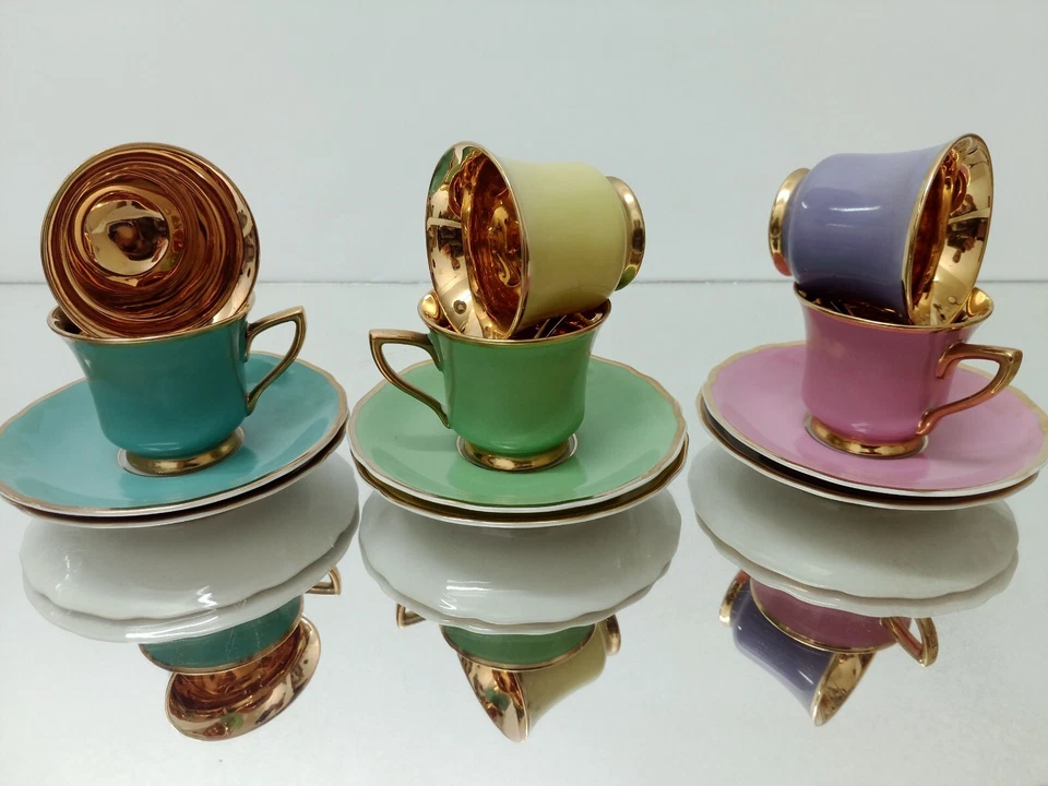 Jaroslav Ježek - Loučky - 咖啡套装 6 件 - 艺术与工艺 -999 (24 克拉) 金色,Po — 第 3/4 张图片