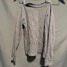 Polo Ralph Lauren Kids Long Sleeve Gray Shirt Size 6 100 Cotton Blue Logo