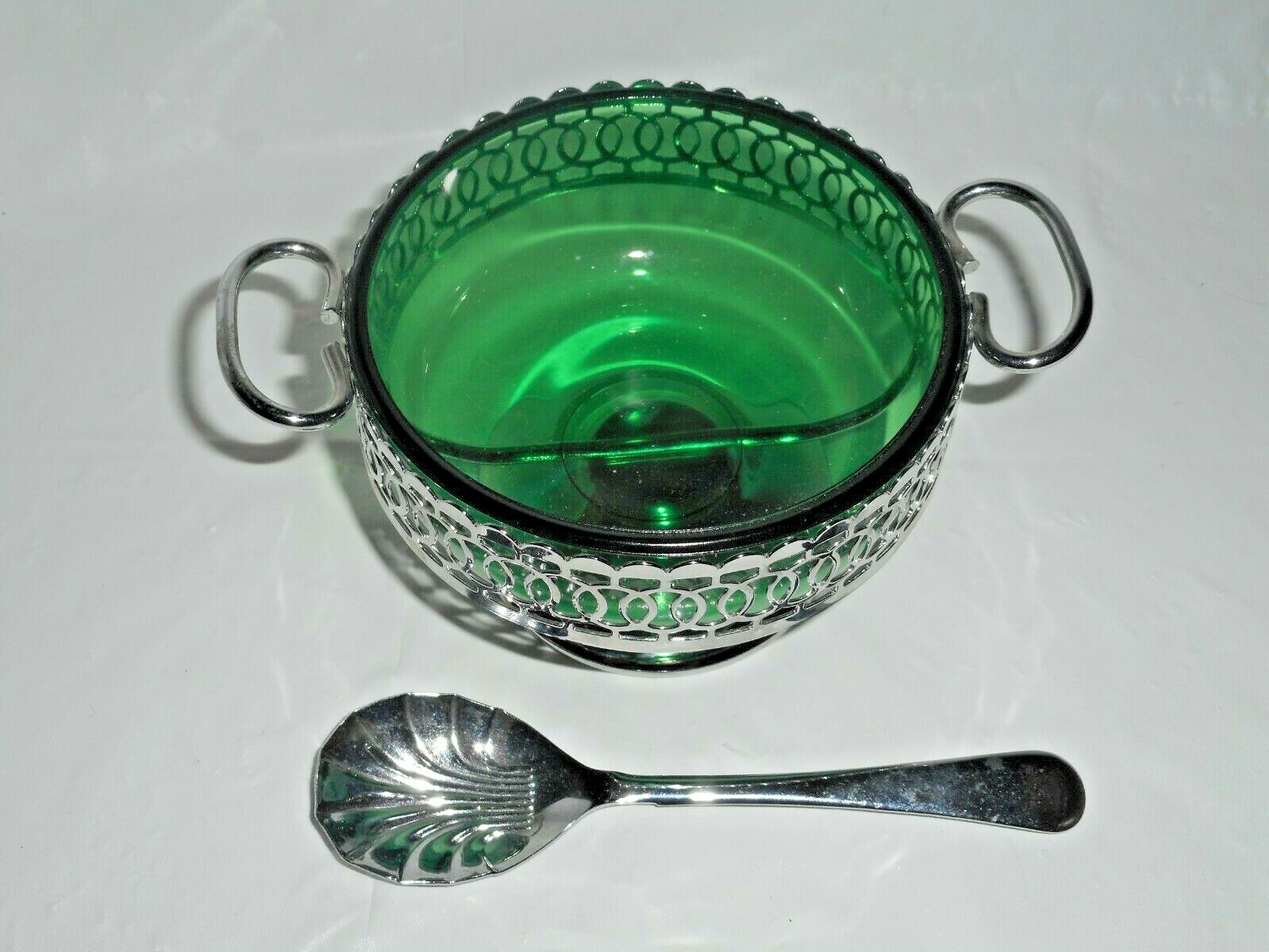 Celtic Quality Plate Green Sugar Bowl Spoon Jelly Condiment Relish Dish England