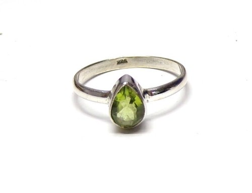 Handmade 925 Sterling Silver 7 x 5 mm Faceted Peridot Teardrop Ring Size H - W - Picture 8 of 13