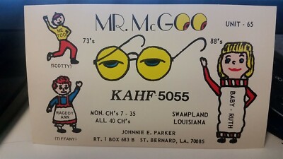 radio QSL postcard Johnn Scotty Tiffany Ruth Parker 1970s St. Bernard Louisiana
