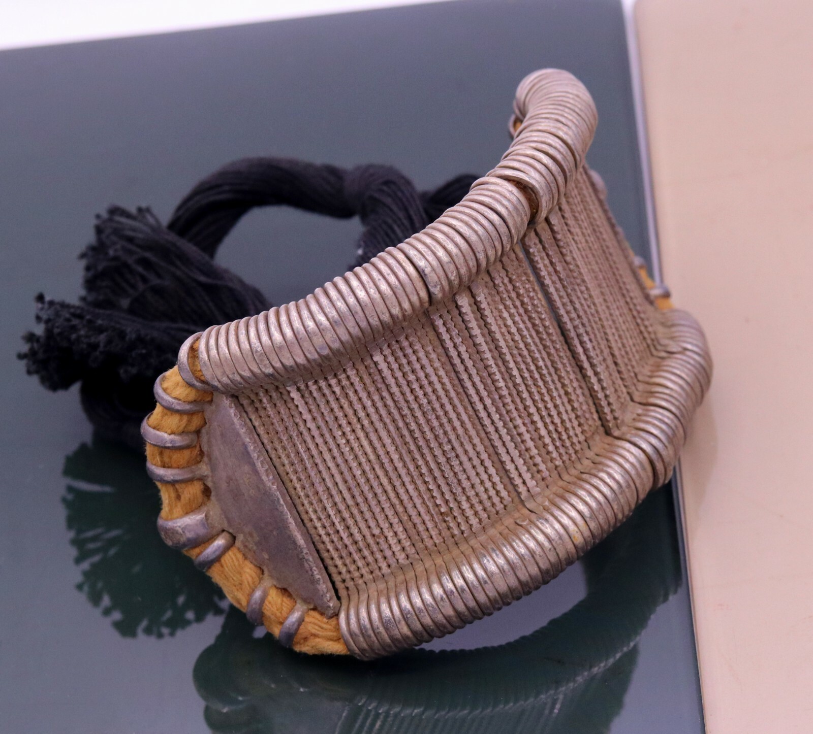 Vintage solid silver cuff bracelet armlet, arm br… - image 6