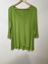 Kettlewell V Neck 3/4 Sleeve Jersey T Shirt Top Size LL UK 16 Green