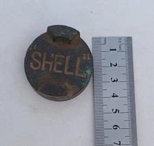 Old Shell Petrol Tin Brass Cap Gasoline Petroleum Oil Vintage Veteran Can