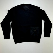 PRADA MenTechnical Fabric Black Sweatshirt Boxy fit Size 2XL