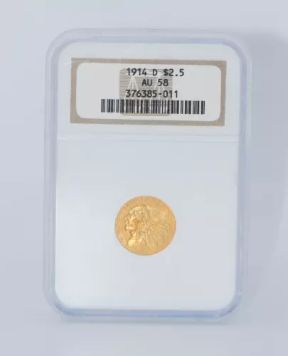 1914-D $2.50 Indian Gold Coin NGC AU58