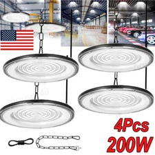 4X 200W High Bay LED Light UFO Industrial Shed Warehouse Factory Farm Fixtures