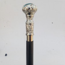 Designer Brass Silver Head Handle Walking Stick Antique Style Wooden Cane Gift