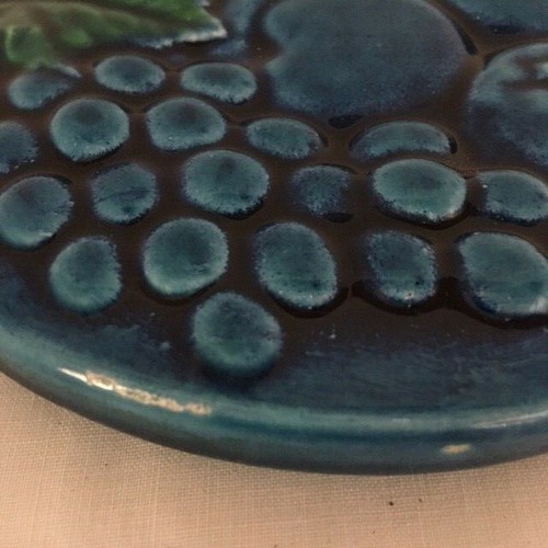 Remache de frutas vintage Inarco 1960 Japón azul redondo 6 pulgadas - Imagen 5 de 5