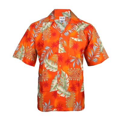 HERREN HAWAII HEMD HIRSCH STRAND HAWAII ALOHA SOMMER URLAUB AUSGEFALLEN ORANGE BLATT