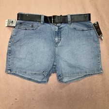 Vintage 1990 s Lee Rivited Denim Shorts With Belt, Deadstock Size 10