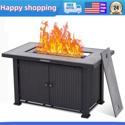 44 Inch Rectangle Fire Table with Double-Sided Propane Fire Pit Table 50000BTU