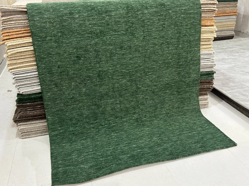 '8x10'|'9x12'| Hand-Tufted Green Wool Area Rug: Modern Living Room Carpet - Image 3 of 4
