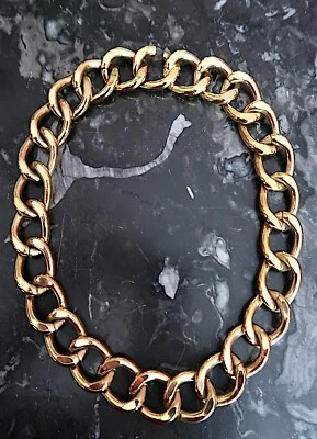 AGATHA PARIS *GROS COLLIER MAILLONS GOURMETTE DORÉ *VINTAGE 80s - Photo 1/4