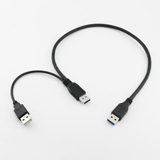 1x USB 3.0 A Male to USB 2.0 Male and USB 3.0 Male Y Splitter Extension Cable
