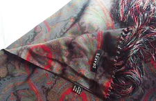 Drakes London 100% Silk Scarf paisley, Ancient madder with hand tied tassels