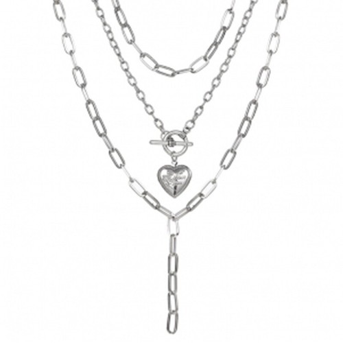 Gothic Punk Chunky Chain Layered Necklace Heart Shaped Pendant Choker