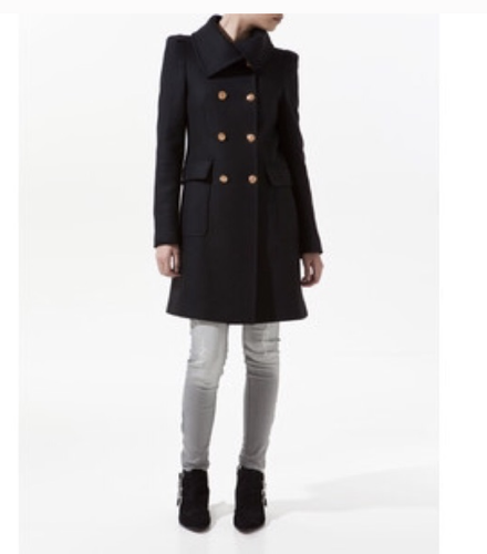 black coat with gold buttons