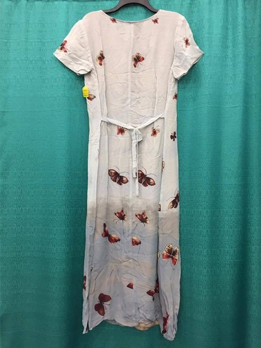 Women's Beach Maxi Summer Hawaiian Sundress Tie Back Dress Butterfly Sleeve S-M - Picture 2 of 2