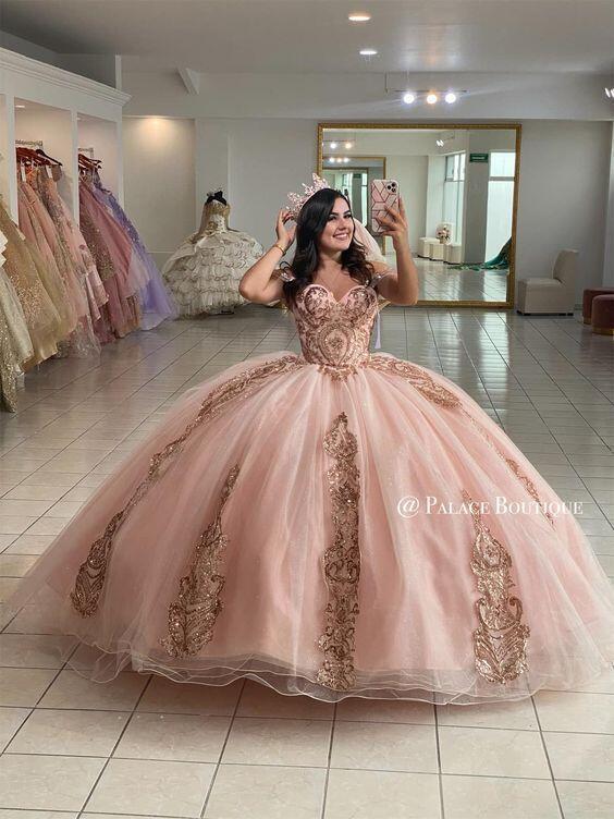 gold and pink quince dress