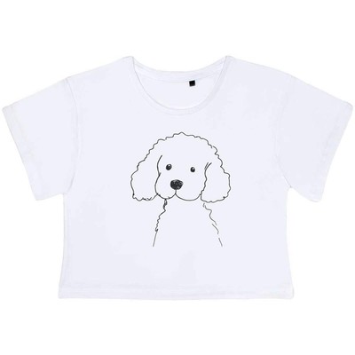 'Cute Poodle Sketch' Women's Cotton Crop Tops (CO051420)