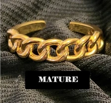 NEW HANDMADE Gold Curb Link Penis Glans Or Cock Ring Solid Cuff Style Brand New!