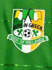Vintage Ireland World Cup Soccer Jersey M Green Striped Boys in Green Landsdowne