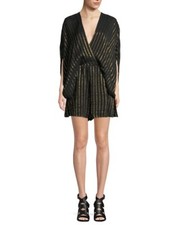 Halston Heritage Metallic Striped Faux-Wrap Romper $495 Size 2 # 1B 1316  Blm