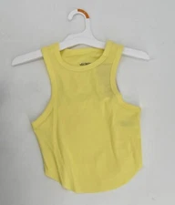 Wild Fable Yellow Ribbed Cropped Tank Top S Cotton/Polyester Blend New