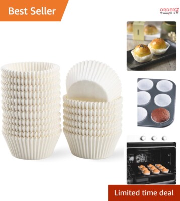 Eco-Friendly White Cupcake Liners - 500 Grease-Proof & Odorless Baking Cups
