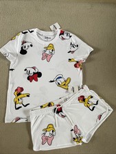 Official Disney Pyjama Short T-Shirt Set New Tags S/M Mickey Mouse Pluto 