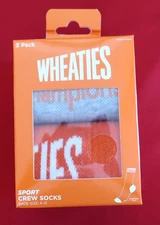 Wheaties Cereal Crew Socks Mens Womens Fun Novelty Gift 2 Pairs Orange Gray