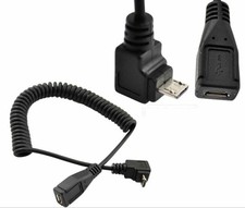 Up Angle Micro USB 5 Pin Male to Micro Female Extension Spring Coiled Cable Lead