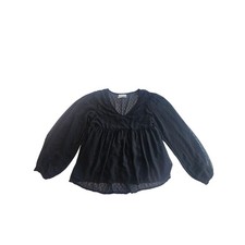 Urban Outfitters Peplum Top Womens S Black Swiss Dot V Neck Balloon cottagecore