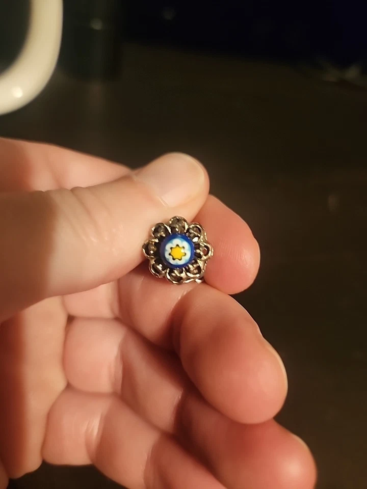 Vintage Glass Bead (Flower) Silver Tie Tacks - Image 4 of 4