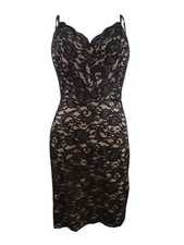 Morgan & Company Juniors' Lace Sheath Dress (5, Black/Nude)