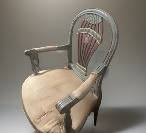$1200 Rare Louis XVI French Handcarved Hot Air Balloon Back Montgolfier Chair