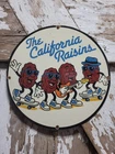 VINTAGE CALIFORNIA RAISINS PORCELAIN SIGN OLD 12" FOOD STORE ADVERTISING GUITAR