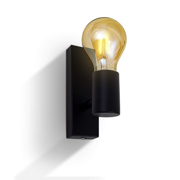 Wandleuchte E27 Schwenkbar Max. 60W Schwarz B.K.Licht Retro Wandlampe-image